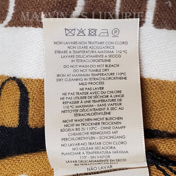 GUCCI SCARF 634166 LOGO STRIPED WOOL COTTON w FRINGE UNISEX 14.5" x 71" - Picture 13 of 16